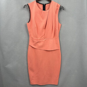 Kobi Halperin Dress Womens 6 Quinn Jersey Faux Wrap Sheath Pink Preppy Coral